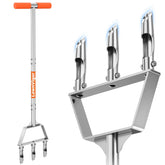 LawnVigor aerator front view showing solid construction and three tines for efficient aeration