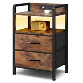 Lazzanto nightstand front view showing brown finish and sleek silhouette, adds organized bedside storage