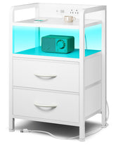 Lazzanto nightstand front view showing clean white finish and storage benefits
