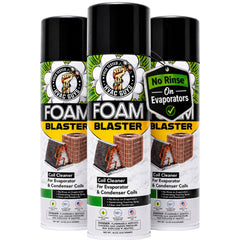 Leak Saver front packaging showing three foam blaster cans and benefits