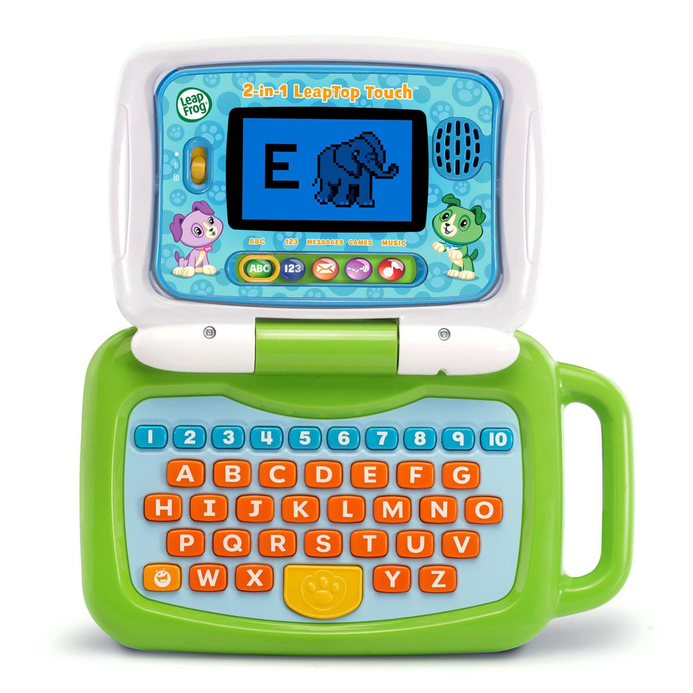 LeapFrog front laptop view showing colorful screen and buttons for easy learning