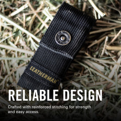 Leatherman back view highlighting belt loop and stable carry benefit