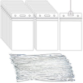 Lecpeting front packaging showing 100 clear tag holders and straps for bulk convenience