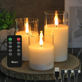 LEDHOLYT glass candles front packaging showing elegant safe lighting