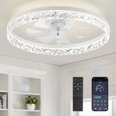 LEDIARY fandelier front view showing modern white design and integrated light benefit