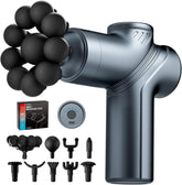LEERCON front view of compact massage gun showing controls and grip, improves recovery