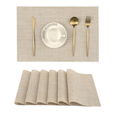 Leetaltree beige placemats front view showing elegant set and immediate table upgrade
