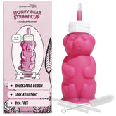 Legendairy Milk front view of pink honey bear cup showing cute shape and easy grip