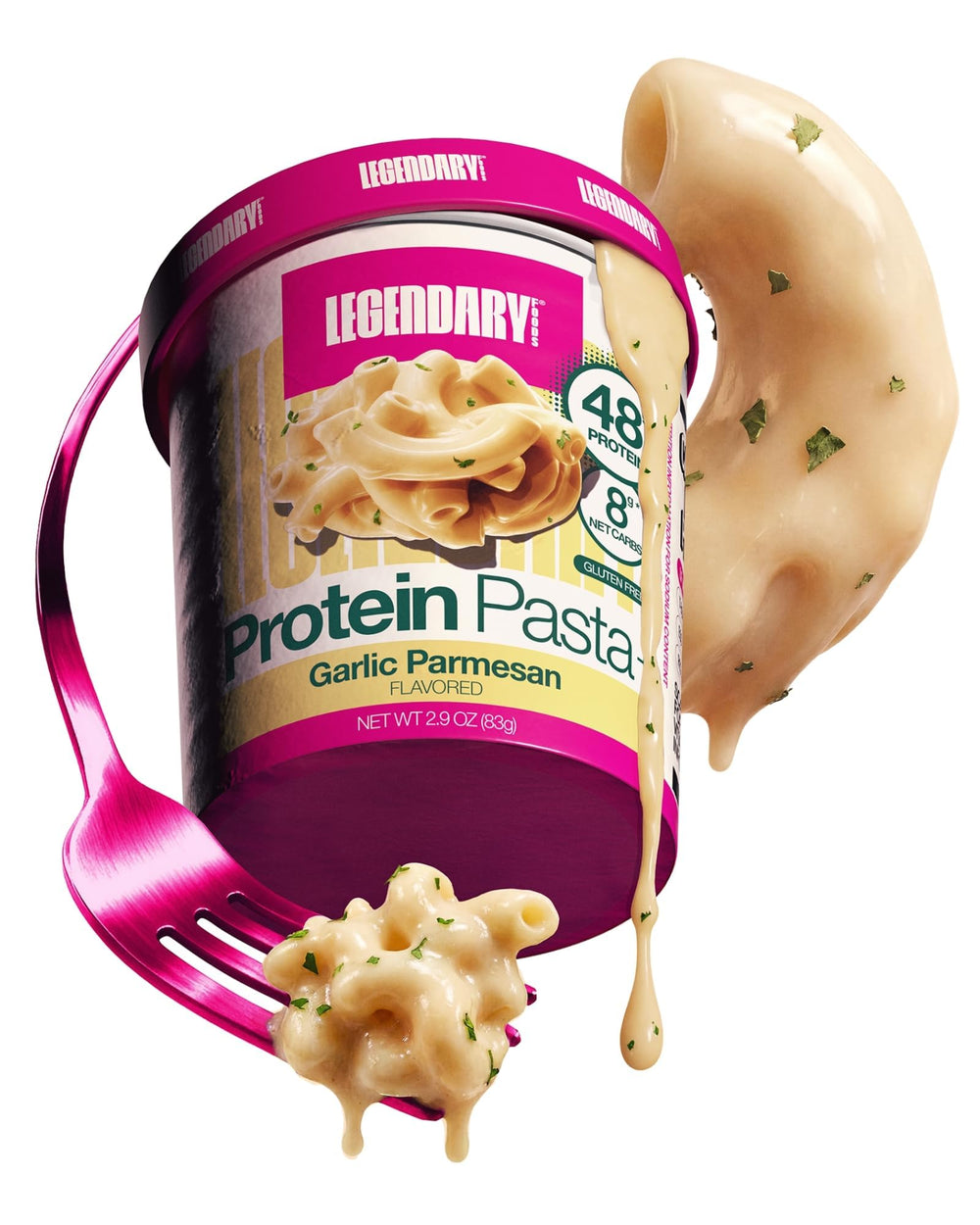 Legendary Foods front packaging showing cup and macro benefits