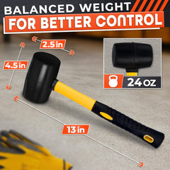 LEGLO mallet side profile with length and head measurements for accurate size selection