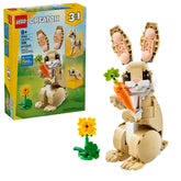 LEGO Cute Bunny 31162 front packaging showing set pieces and age recommendation by LEGO