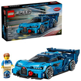 LEGO Bugatti front view showing horseshoe grille and realistic styling benefit display