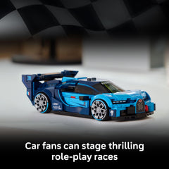LEGO Bugatti rear wing detail showing aerodynamic elements and display appeal benefit