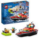 LEGO City fire rescue boat front packaging showing set and pieces for gifting
