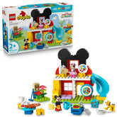 LEGO DUPLO front view of Mickey Mouse Clubhouse showing bright two-level playset and slide benefit: sparks imagination