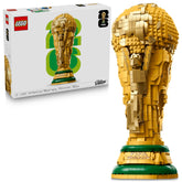 LEGO front view of FIFA World Cup trophy showing full display and height benefit
