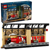 LEGO Hogwarts Express front view showing train and carriage, brand display benefit
