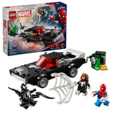 LEGO Spider-Man vs. Venom muscle car front view showing dramatic detailing and play value