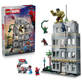 LEGO Spider-Man vs Hulk front view showing building and characters for play display
