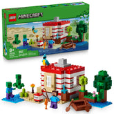 LEGO Minecraft TNT Jungle House front view showing detailed block colors and shape