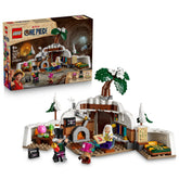 LEGO Dr. Hiriluk's Hideout front view showing model for display benefit
