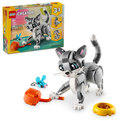 LEGO playful cat front packaging showing set pieces and age recommendation
