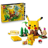 LEGO Pikachu figure front view showing playset and interactive elements for imaginative fun