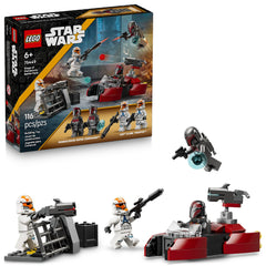 LEGO Siege of Mandalore front packaging showing set contents and benefits