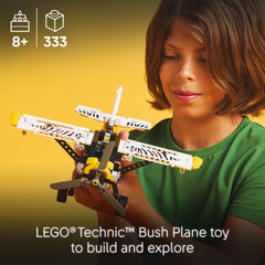 LEGO Technic bush plane propeller action captured mid-spin for realistic motion
