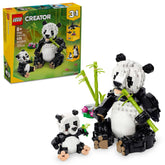 LEGO Wild Animals panda family box showing set and benefits