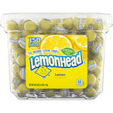 LEMONHEAD front packaging showing tub and bright yellow candies for easy selection