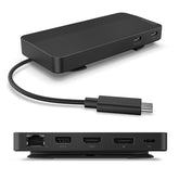 Lenovo travel dock front angled view showing compact design and easy setup benefit