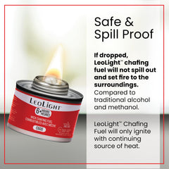 LEOLIGHT cans placed in chafing dish holder keeping food warm