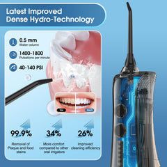 Leominor nozzle close-up illustrating three interchangeable tips for versatile cleaning