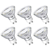 Lepro GU10 front view of six bulbs showing uniform finish and compact size for easy replacement