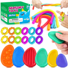 LESONG front packaging showing the 26-piece sensory fidget set and contents