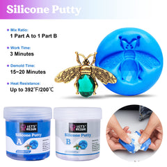 LET'S RESIN blue and white portions displayed to show equal-mix method
