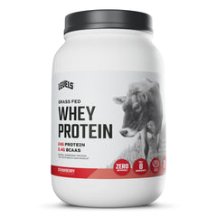 Levels Nutrition front label of strawberry whey showing clean ingredient claims and benefit