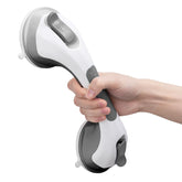 LEVERLOC front view of 12-inch grab bar showing handle and suction cups for easy installation benefit
