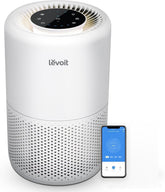 Levoit Core 200S-P front view showing compact purifier and vents for fast cleaning