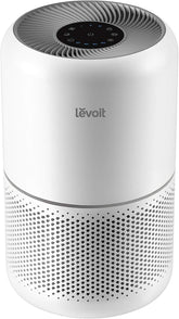 Levoit Core 300-P front view showing sleek purifier and air outlet benefit: effective room cleaning