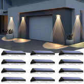 LIANGLOME front view of black solar fence lights showing sleek profile and focused beam