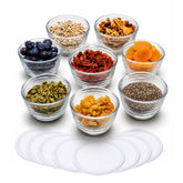 Libbey front packaging showing eight small glass bowls and lids, organized for storage