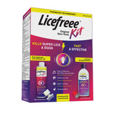 Licefreee kit front box showing all included lice treatment items and clear benefits