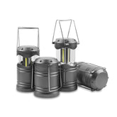Lichamp front view of four gray lanterns showing compact pack and portability benefits