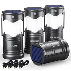 Lichamp front view of four lanterns showing compact storage and portability benefit