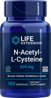 Life Extension bottle front label showing NAC 600 mg for clear product ID and trust