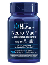 Life Extension bottle front view showing Neuro-Mag label and capsules benefit clarity