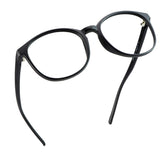 LifeArt front view of black round glasses showing elegant frame and clear lenses benefit: comfortable daily wear