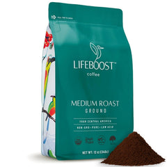 lifeboost front packaging showing 12oz bag and organic badge for confident choice